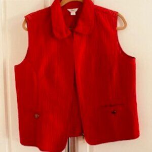 Christopher & Bank Cotton Red Quilted Vest Snap Pocket Size L